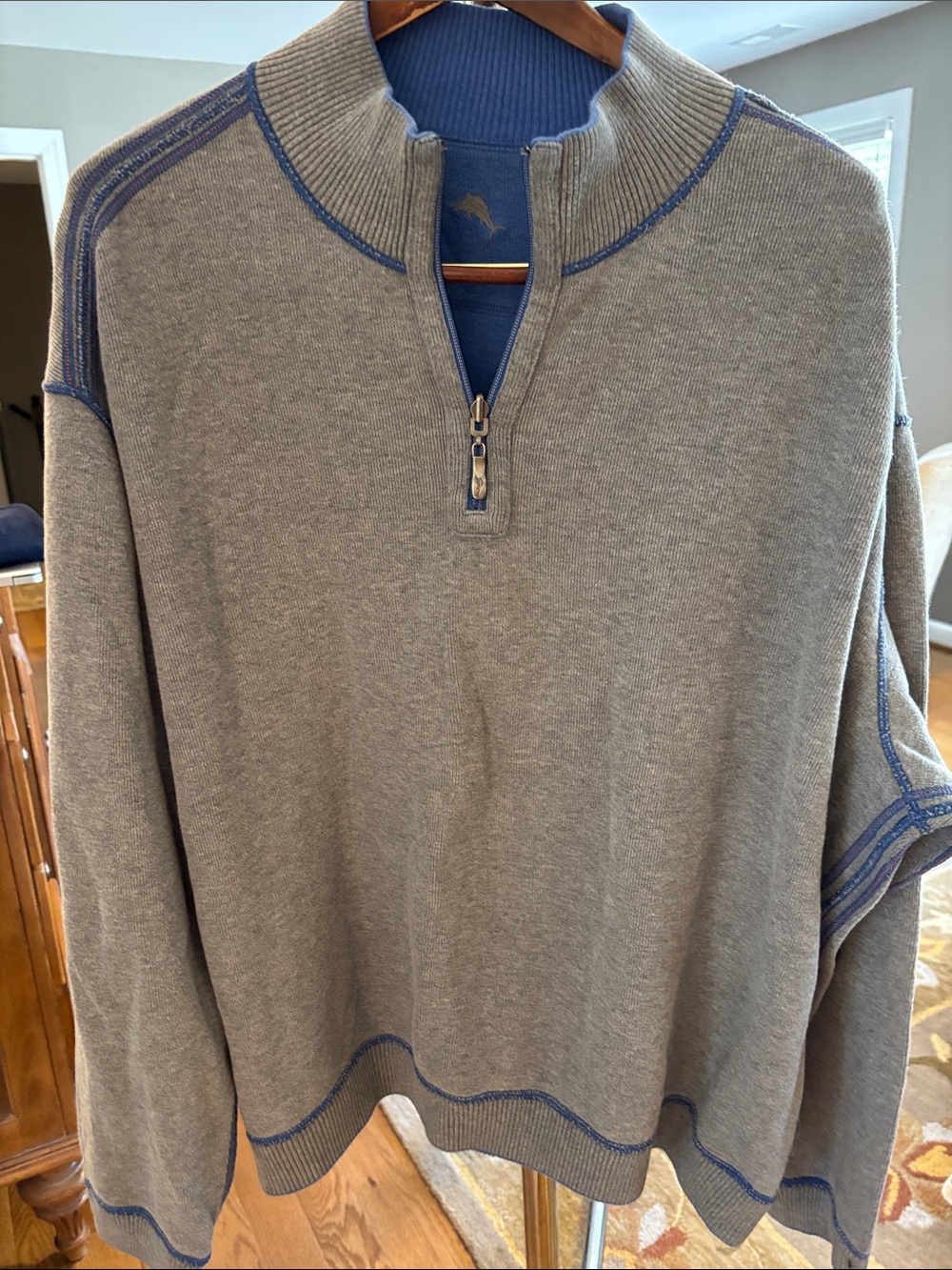 Tommy Bahama Quarter Zip Sweater that is Reversible!